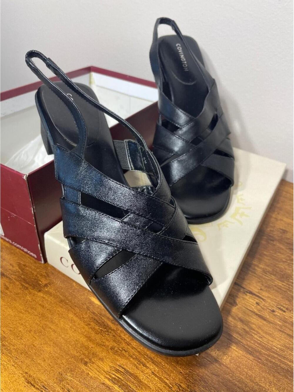 Covington Strappy Block Heel Sandal Leather 90's Minimal 8